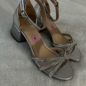 Soda Silver Rhinestone Ankle-Strap Dress Sandals